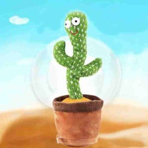 Curated Cart Dancing Cactus with Lights Up Talking Singing Toy Decoration Rechargeable Dancing Cactus Plush Toys Same Talking Tom Toy Funny Early Interesting Childhood Education Toys for Kids (Green) pack of 1