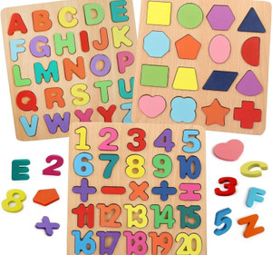 ZARQITO 3in1 Wooden Learning Educational ABCD Board for Kids Activity Toys for Toddlers