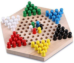 TRU TOYS Chinese Checker Board Wooden Classic Board Game for Adults and Kids