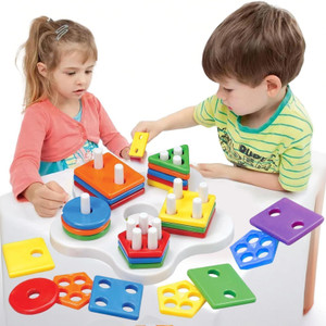 बोज़िका Geometric Shape Color Sorting ,Stacking Blocks Preschool learning toys for kids