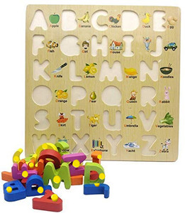 Plus Shine Small Letters Alphabet Board Educational Learning Puzzle Game with Picture&Knobs