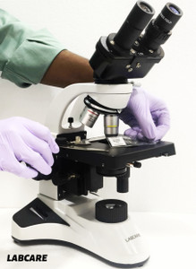 लैबकेयर Coaxial Research Binocular Microscop with 4x10x40x100x Lens and Battery Backup