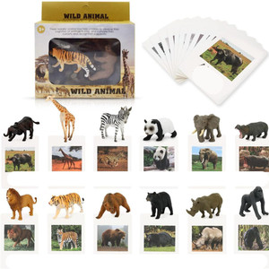 TurtleBee Jungle Animals figures with matching flash cards