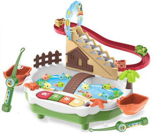 KIDOLOGY Fishing Game Toy with Sideway, Electronic Toy Fishing Set for Kids