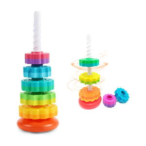 xelix Baby Spinning Toys for Toddlers Rainbow Ring Stacker Montessori Toy