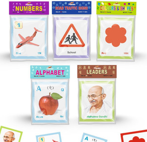 Indianbookdepot 5 in 1 Flash Cards For Toddlers (Laminated Non tearable ...