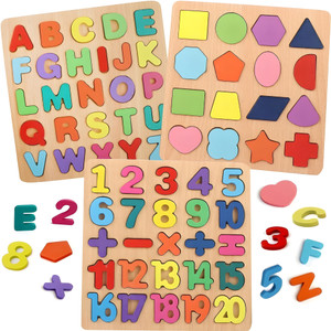 BOZICA 3in1 Wooden Learning Educational ABCD Board for Kids Activity Toys for Toddlers2