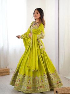 HOUSE OF COMMON Embroidered Semi Stitched Lehenga Choli
