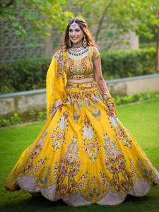 Trendmalls Embroidered Semi Stitched Lehenga Choli