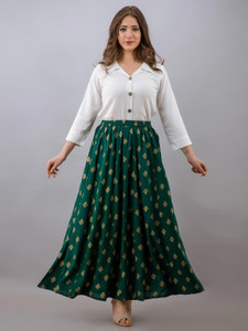 ADITYA FAB Printed Stitched Lehenga & Crop Top