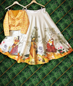 KAHIRAA WHOLETEX Printed Semi Stitched Lehenga Choli