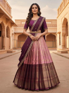 Divastri Solid Semi Stitched Lehenga Choli