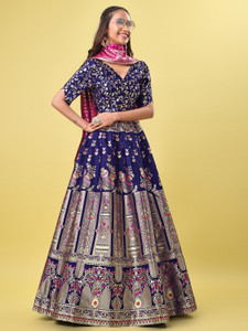PURVAJA Floral Print Semi Stitched Lehenga Choli