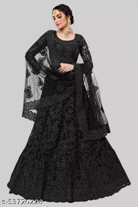 NJ FASHION Embroidered Semi Stitched Lehenga Choli