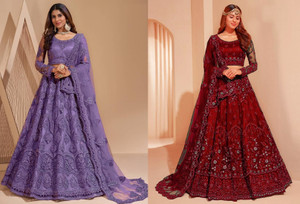 Cute Fellow Embroidered Semi Stitched Lehenga Choli