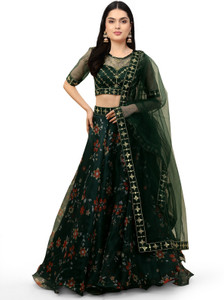 Kedar Fab Floral Print Semi Stitched Lehenga Choli