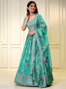 Tasrika Embroidered, Floral Print Semi Stitched Lehenga Choli