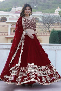 bindudi Embroidered Semi Stitched Lehenga Choli