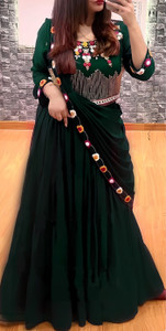 GANPATIJI FASHION Embroidered, Embellished Semi Stitched Lehenga & Crop Top