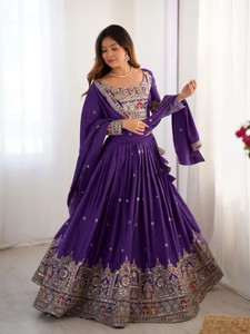 FOLKSHWEAR 21 Embroidered Semi Stitched Lehenga Choli