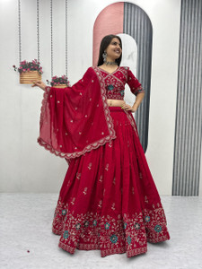 FOOGFAB Embroidered Semi Stitched Lehenga Choli