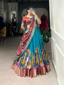 SHENKY Printed Semi Stitched Lehenga Choli