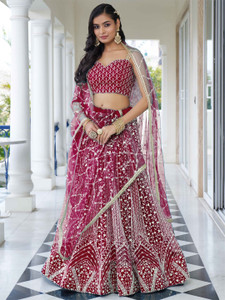 HOUSE OF COMMON Embroidered, Embellished Semi Stitched Lehenga Choli