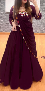 GANPATIJI FASHION Embroidered, Embellished Semi Stitched Lehenga & Crop Top