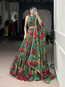 LookNbook art Floral Print Semi Stitched Lehenga Choli