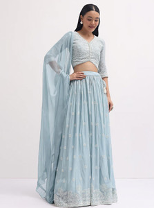 HOUSE OF COMMON Embroidered Semi Stitched Lehenga Choli