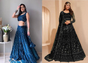 Cute Fellow Embroidered Semi Stitched Lehenga Choli