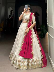 Trijal Fab Embroidered Semi Stitched Lehenga Choli