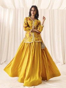 Madhuram Embroidered Stitched Lehenga & Kurta