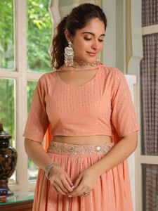 Janasya Embellished, Printed Stitched Lehenga Choli