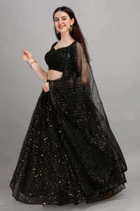 emzo Checkered Semi Stitched Lehenga Choli