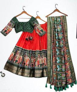 TANVICART Floral Print, Self Design, Printed, Digital Print Semi Stitched Lehenga Choli