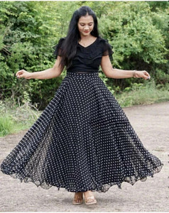 Ajfab Floral Print Stitched Lehenga & Crop Top
