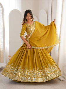 Trivety Embroidered Semi Stitched Lehenga Choli