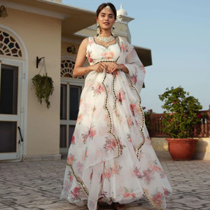 Trijal Fab Printed Semi Stitched Lehenga Choli