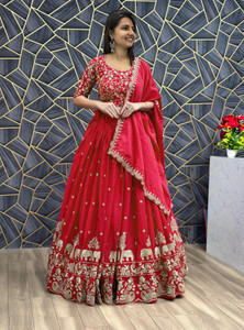 Closin Embroidered Semi Stitched Lehenga Choli