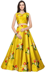 KAHIRAA WHOLETEX Checkered Semi Stitched Lehenga & Crop Top