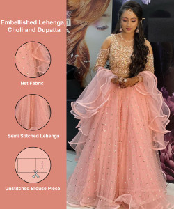 Mert India Embellished Semi Stitched Lehenga Choli