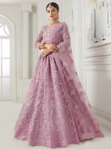NJ FASHION Embroidered Semi Stitched Lehenga Choli