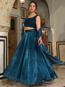 Janasya Self Design Stitched Lehenga Choli