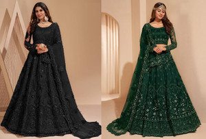 Cute Fellow Embroidered Semi Stitched Lehenga Choli