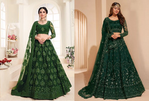 Cute Fellow Embroidered Semi Stitched Lehenga Choli