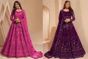 Cute Fellow Embroidered Semi Stitched Lehenga Choli
