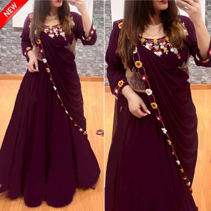 BALAJI TEXTILES Embroidered Semi Stitched Lehenga & Crop Top