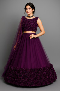 TRIVORA Solid Semi Stitched Lehenga Choli