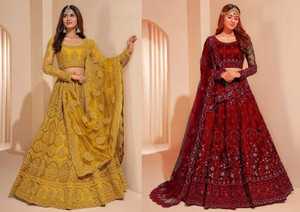 Cute Fellow Embroidered Semi Stitched Lehenga Choli